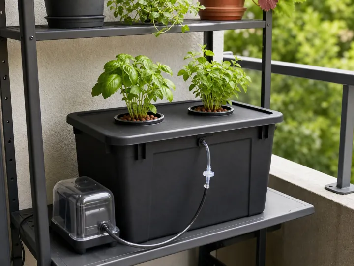Petit bac DWC construit pour deux plantes